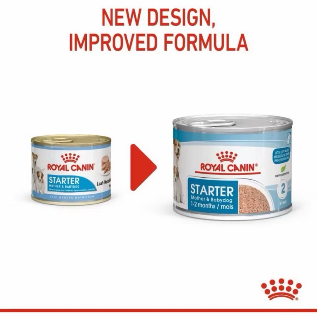 Royal​ Canin​ ​Starter​ Mousse 195g x 1 กระป๋อง​ อาหารเหลวสุนัขกระป๋องสุนัข​