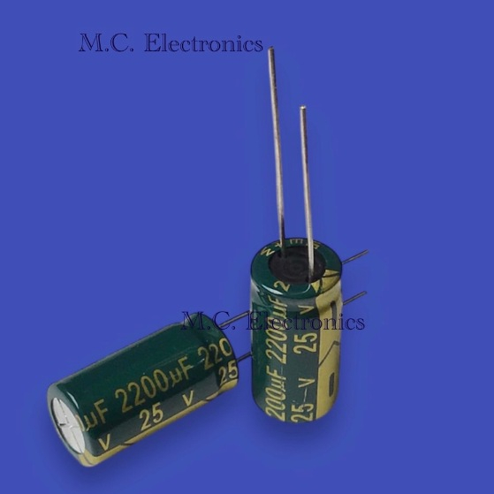 (แพ็ค 5 ตัว ) 2200uf 25v C Capacitor ขนาด 10.0*20.0มม Electrolyte 2200uF25V ตัวเก็บประจุ คาปาซิเตอร์