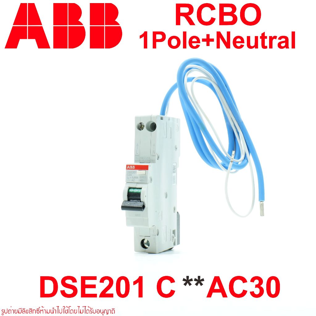 RCBO ABB RCBO เบรกเกอร์กันดูด ABB DSE201 DSE201C10AC30 DSE201C16AC30 DSE201C20AC30 DSE201C32AC30