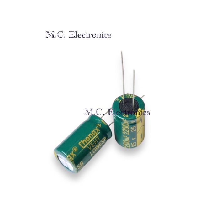 (แพ็ค 5 ตัว ) 2200uf 25v C Capacitor ขนาด 13.0*20.0มม Electrolyte 2200uF25V ตัวเก็บประจุ คาปาซิเตอร์