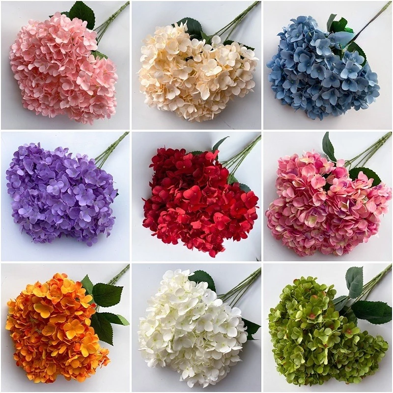 พร้อมส่ง ช่อดอกไฮเดรนเยียผ้าไหม 5หัว ขนาดใหญ่ ตกแต่งบ้านงานแต่ง