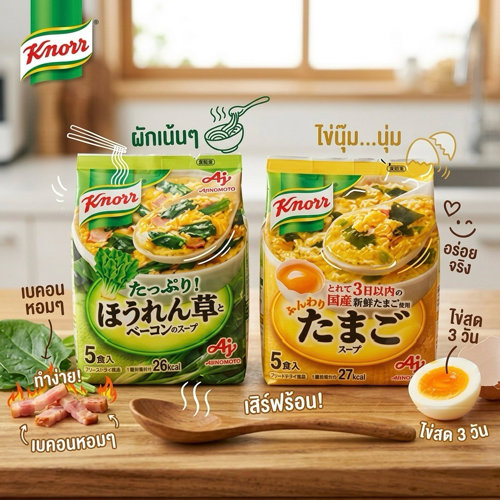 พร้อมส่งในไทย KNORR ซุปไข่สำเร็จรูปจากญี่ปุ่นแพคละ 5ซอง