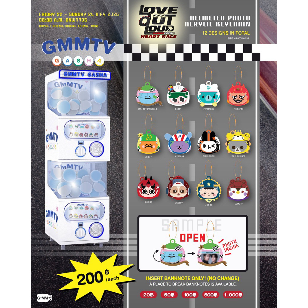 พร้อมส่ง กาชาปอง LOLFANFEST HELMETED PHOTO KEYCHAIN GMMTV