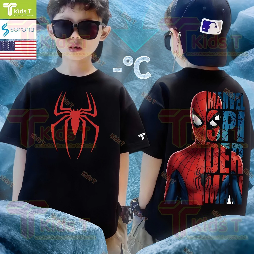 [งานเกรดพรีเมียม งานเกรด A] Kids T เสื้อยืดเด็ก พิมพ์ลายสไปเดอร์แมน ผ้าฝ้าย 100% ใส่สบาย หลวม เหมาะเด็กผู้ชาย เด็กผู้หญิ