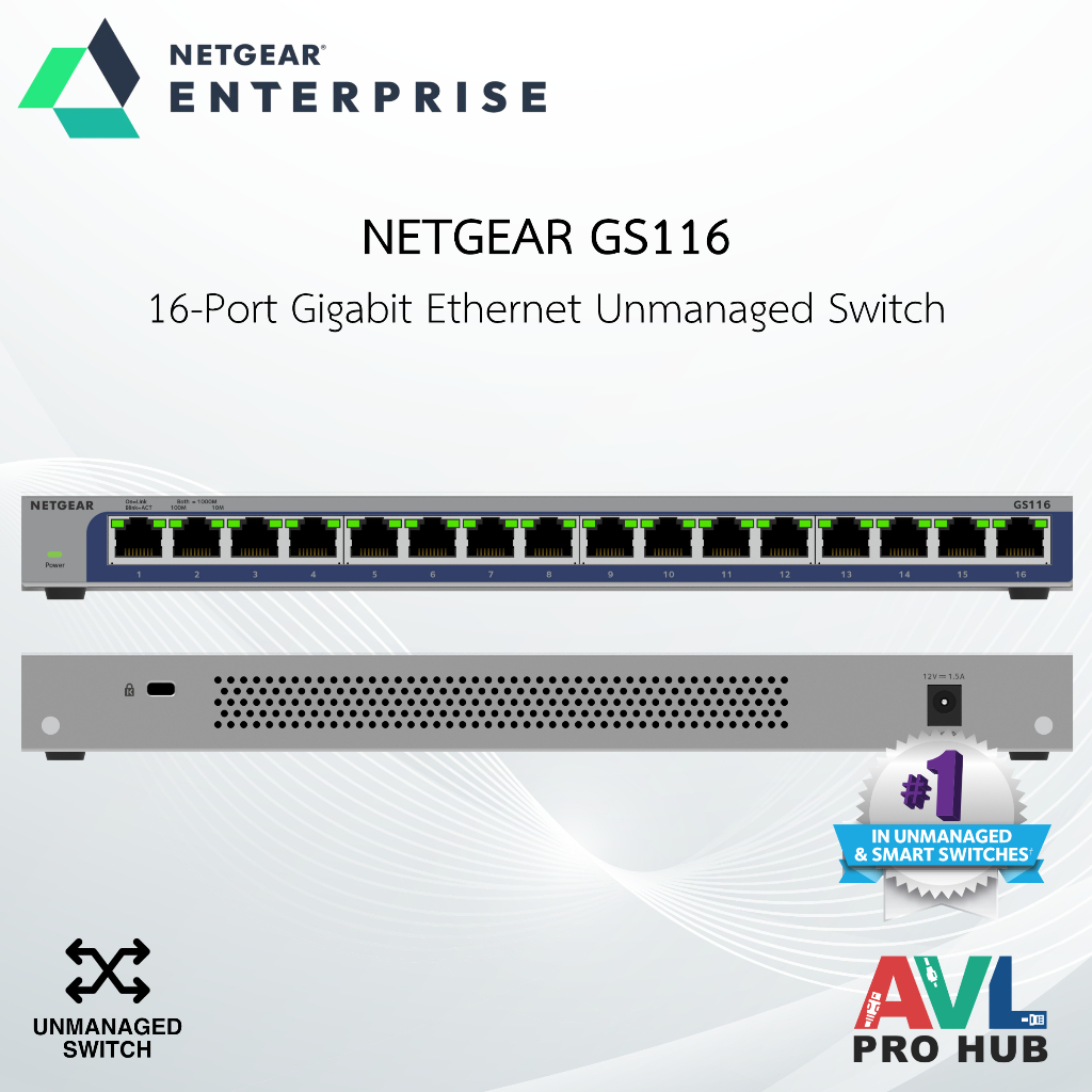 NETGEAR GS116 16-Port Gigabit Ethernet Unmanaged Switch