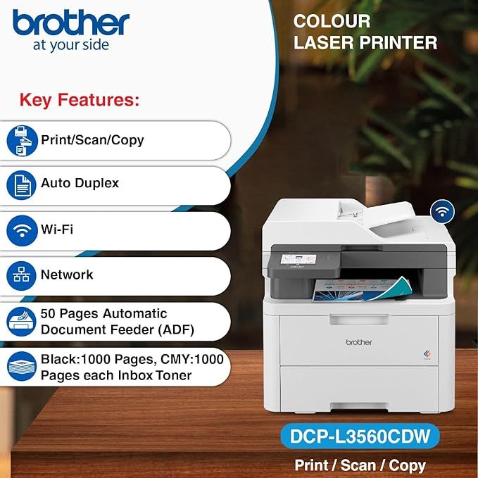 เครื่องพิมพ์เลเซอร์ BROTHER Laser Color DCP-L3560CDW