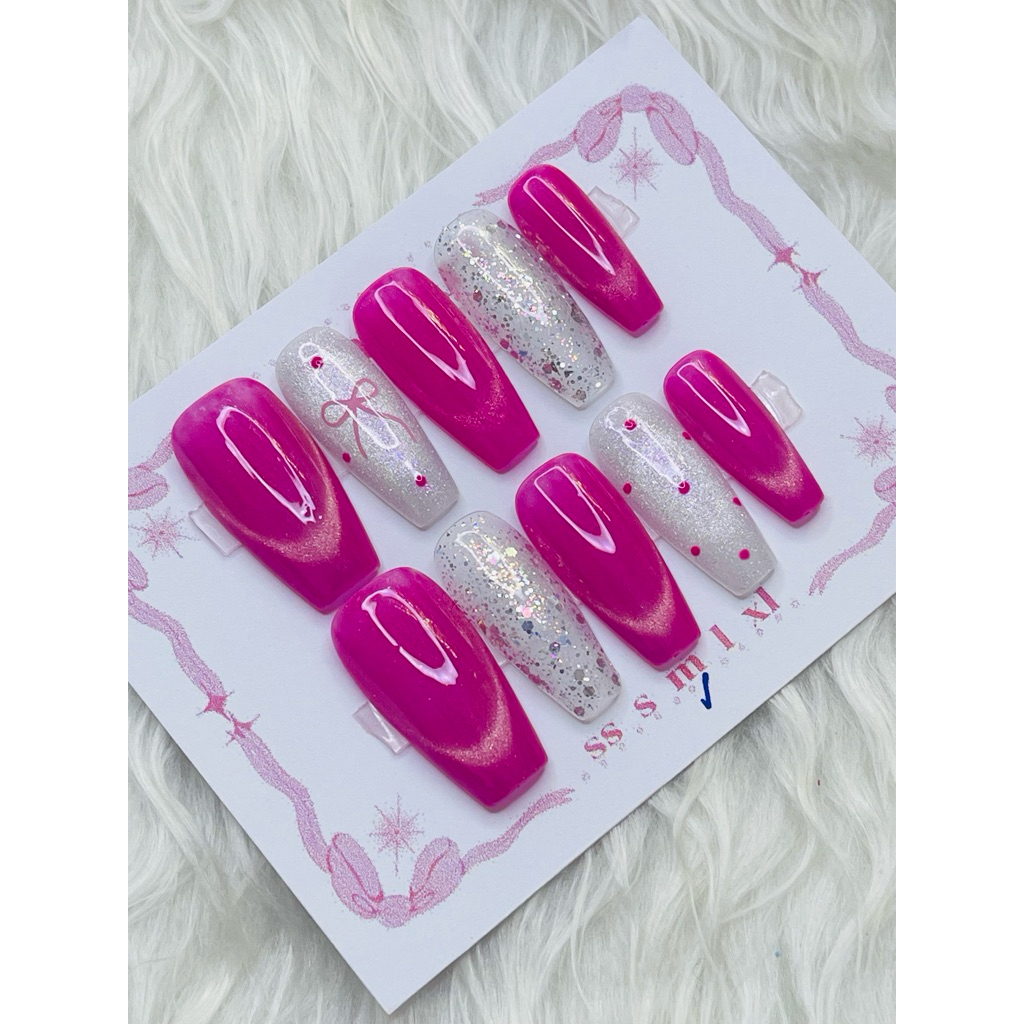 พร้อมส่ง ✅ บัลเล่ ยาวกลาง เล็บเจลแท้ 100% ฟรีกาว+ตะใบ