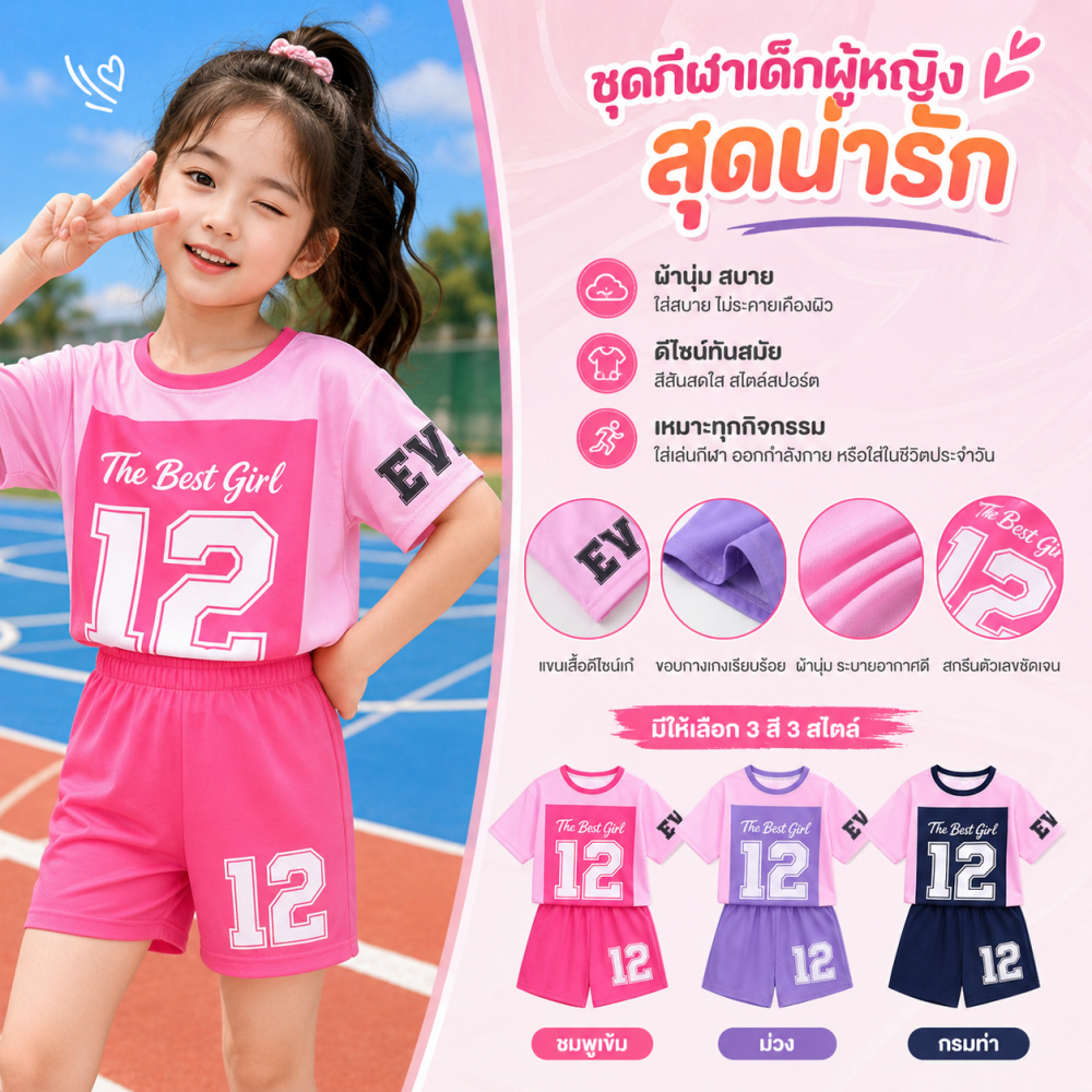 ชุดกีฬาสำหรับเด็ก✨การออกแบบสีประกอบ ✨80CM-150CM ชุดสองชิ้น เหมาะสำหรับกีฬา / โรงเรียน