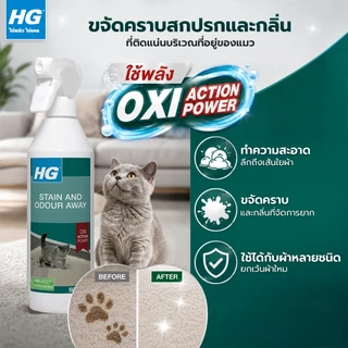 เอชจี สเตน แอนด์ ออดอร์ อะเวย์ ฟอร์ แคทส์ (HG stain and odour away for cats) - ขจัดคราบสกปรกและกลิ่นบริเวณที่อยู่น้องแมว