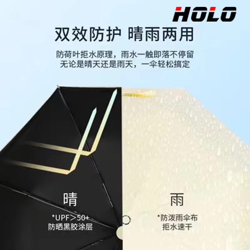 ร่มพับอัตโนมัติ อัตโนมัติ UV สำหรับวันที่แดดจัดและฝนตกคุณภาพร่ม UV เสริมโครง (10 กระดูก) thumbnail 5