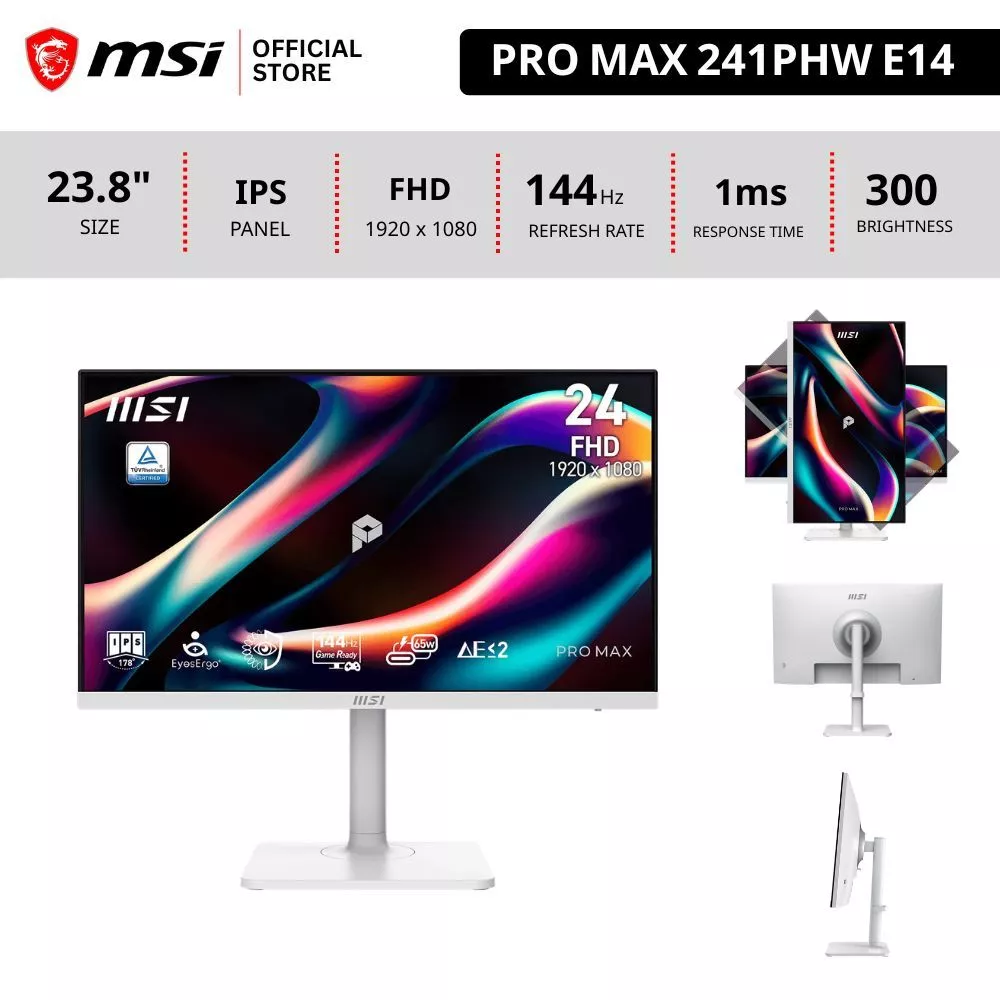 [Pre-Order2สัปดาห์] MSI PRO MAX 241PHW E14 จอคอมพวเตอร์ 23.8" Monitor1 920 x 1080 (FHD)