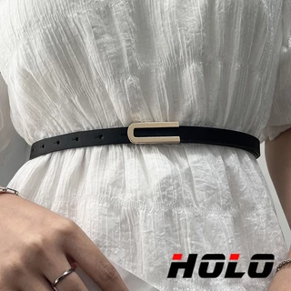 HOLO สายรัดเอวปรับความยาวได้ สไตล์ย้อนยุคสำหรับผู้หญิง หนังแท้ คุณภาพสูง หัวเข็มขัดโลหะผสม