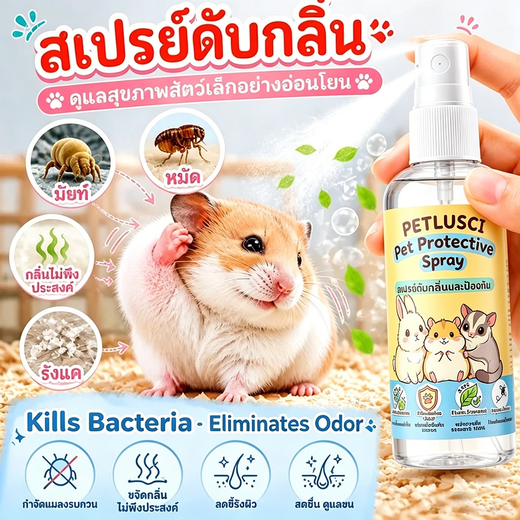 💯สเปรย์ดับกลิ่นฉี่👍100ml สเปรย์ทำความสะอาด สูตรพืช ปลอดภัย ไม่ทำร้ายสัตว์เลี้ย หนูแฮมสเตอร์ กระต่าย