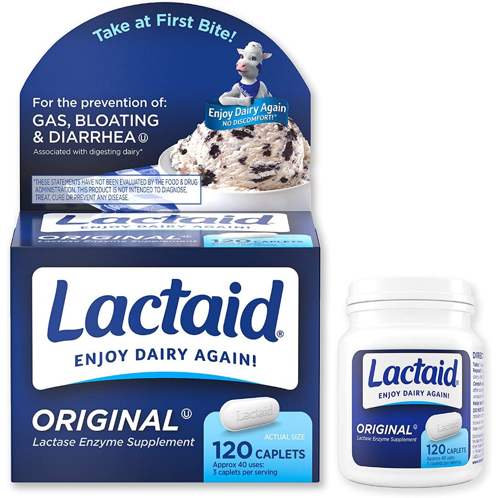 [ของแท้ 100%] LACTAID ORIGINAL LACTASE ENZYME SUPPLEMENT 120 CAPLETS