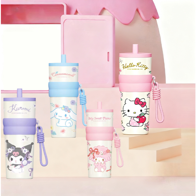 แก้วเก็บความเย็น 710ml สแตนเลส 316 ลายการ์ตูนน่ารัก มีหลอด พกพาสะดวก สำหรับผู้หญิง ใช้ในรถได้
