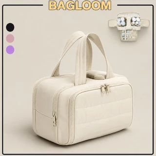BAGLOOM กระเป๋าเครื่องสำอาง กระเป๋าเปิดกว้าง Puffy เบาะ Make Up กระเป๋า Organizer