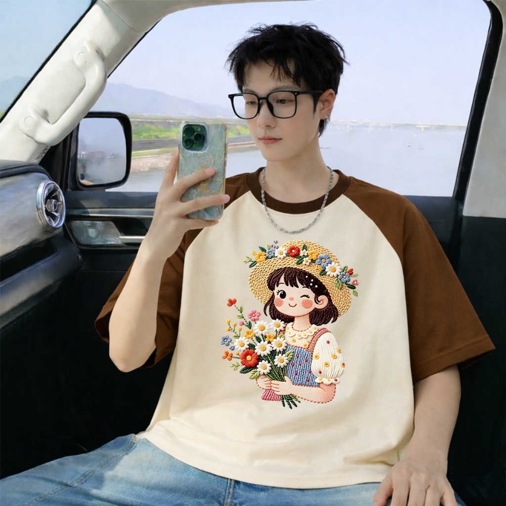 P-1515 เสื้อยืดแฟชั่นรุ่นใหม่มาแรง เรียบหรูดูแพง เสื้อทูโทนมินิมอลมีลายสกรีนด้านหน้า เสื้อใส่ในฤดูร้อนมี6สีให้เลือก