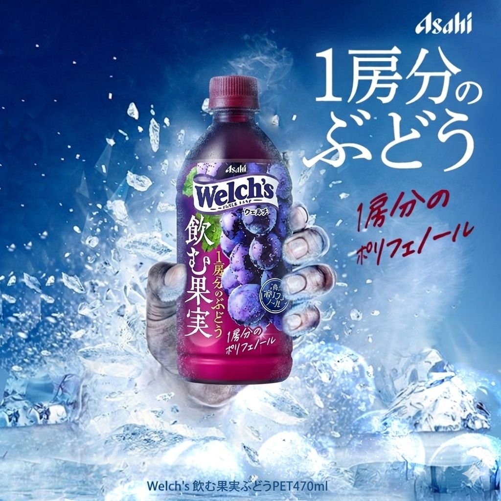 Asahi Welch's 1 Bunch of Grapes Welch's1房分のぶどう น้ำองุ่นเวลช์ พร้อมดื่ม 470ml.