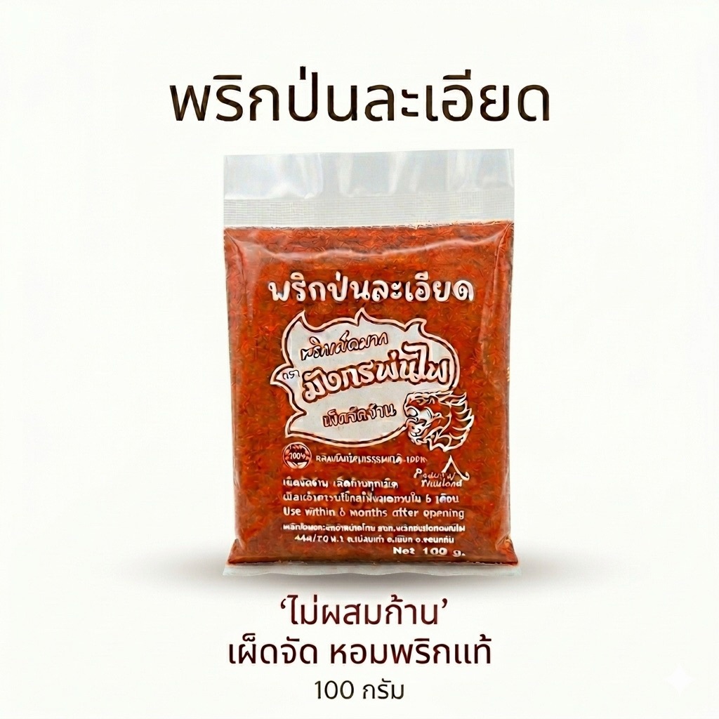 พริกป่นละเอียด เผ็ดจัดจ้าน พริกขี้หนูคั่วเตาฟืน หอมแรงพิเศษ (100 กรัม) สำหรับร้านอาหารและคนชอบเผ็ด(ลอ100)