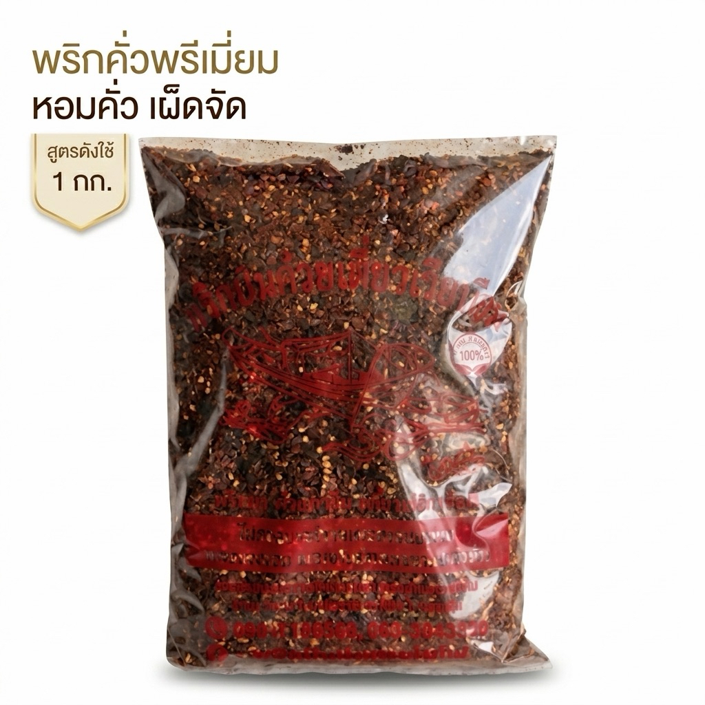พริกก๋วยเตี๋ยวเรือ 1 กก. พริกป่นหยาบ หอมคั่ว เผ็ดจัด สูตรร้านดัง(ปโล)