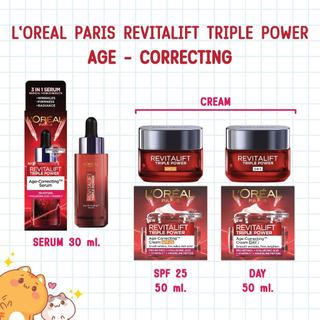 (สูตรใหม่) LOreal Paris Revitalift Triple Power Age-Correcting Serum 30 ml, Cream 50 ml บำรุงผิวหน้า
