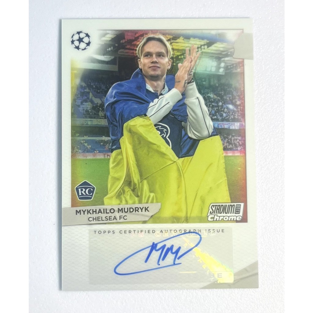 การ์ดฟุตบอลลายเซ็น 2022-23 Topps Stadium Club Chrome UEFA Champions League Mykhailo Mudryk RC
