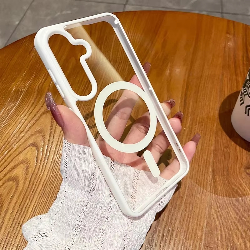 Magnetic เคส For Samsung A56 5G A55 A07 A17 A37 A57 A06 A16 A36 A26 A15 A25 A35 A54 S23 S24 FE S25 Ultra เคสใสกันกระแทก
