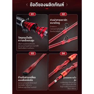 VORTEX เบ็ดตกปลา 6-7ฟุต วัสดุคาร์บอนไฟเบอร์ อัลตร้าไลท์