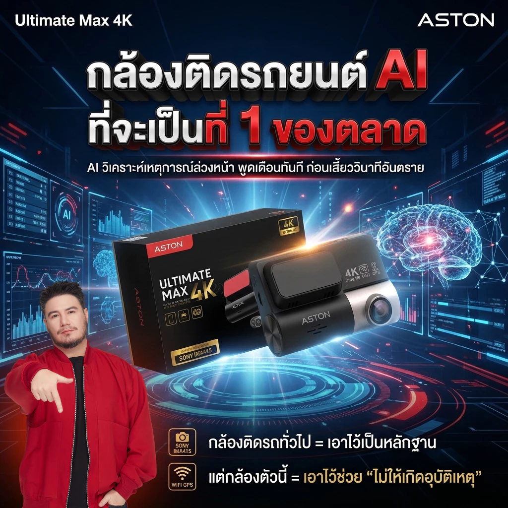 [รุ่นท็อป4K] กล้องติดรถยนต์ Aston Ultimate Max 4K กล้องติดรถยนต์Ai ชัด4K SonyIMX415แท้ สว่างกลางคืนชัด4K รับประกัน1ปี thumbnail 5