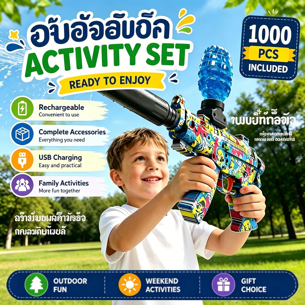 TOY gel boll ของเล่นเจลไฟฟ้าออโต้ ของเล่นกีฬากลางแจ้ง รุ่นใหม่ ของเล่นฝึกสมาธิ ฝึกความแม่นยำ ของเล่นจำลอง ของเล่นแนวแอ็ค