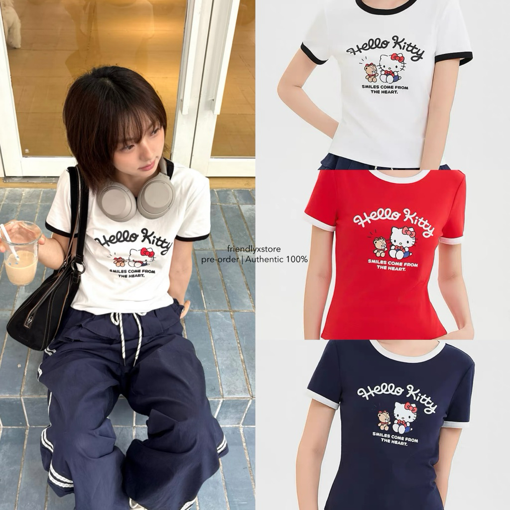 (pre-order) sanfu x hello kitty ringer tee ลิขสิทธิ์แท้