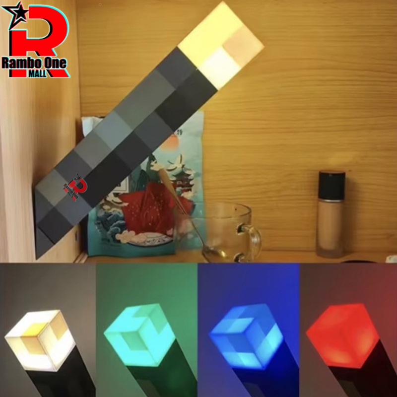 มายคราฟต์ ไฟฉาย Minecraft Torch COMELY เกมปริมณฑลไฟฉาย ไฟกลางคืน ไฟ LED พิกเซล ของเล่นโคมไฟเหมืองแร่ บรรยากาศ