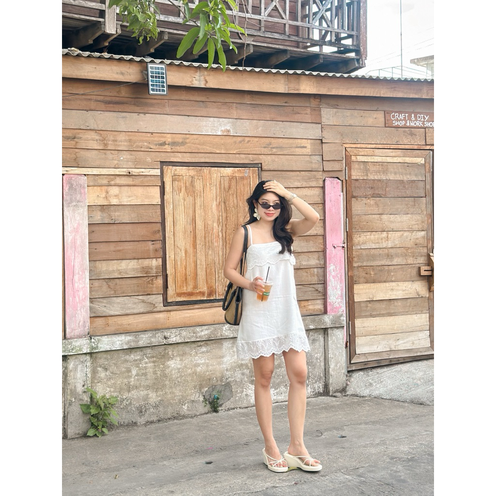 Cloudy Mini Dress งานมินิเดรสผ้าลินิน : everydaylookk store