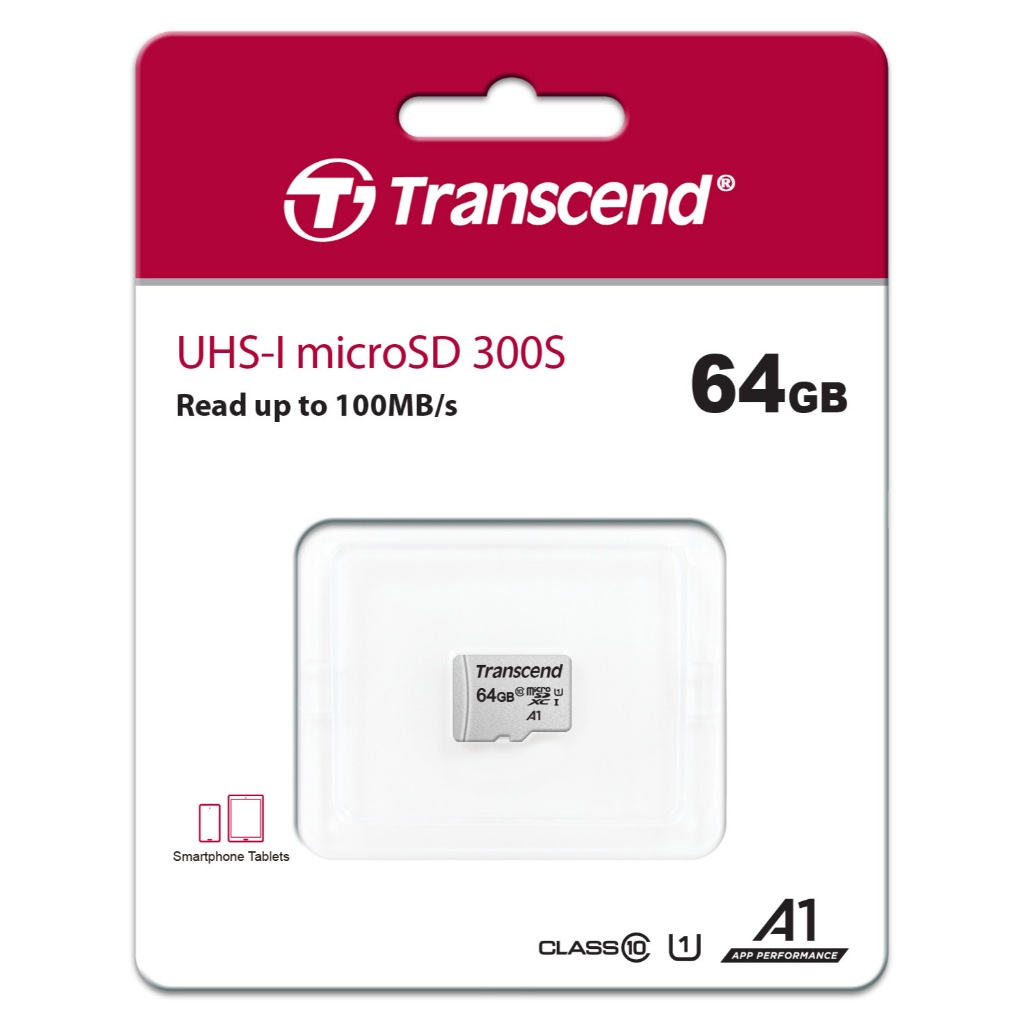 Transcend MicroSD Card 64GB  : USD300S : รับประกัน 5 ปี -มีใบกำกับภาษี-TS64GUSD300S
