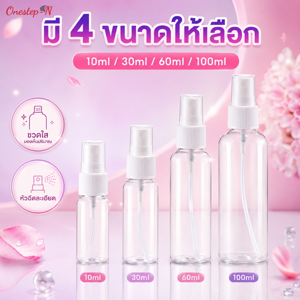 ขวดสเปรย์เปล่า ขวดแบ่งใส ขวดใส่น้ำหอม แอลกอฮอล์ สกินแคร์ ไม่รั่วซึม