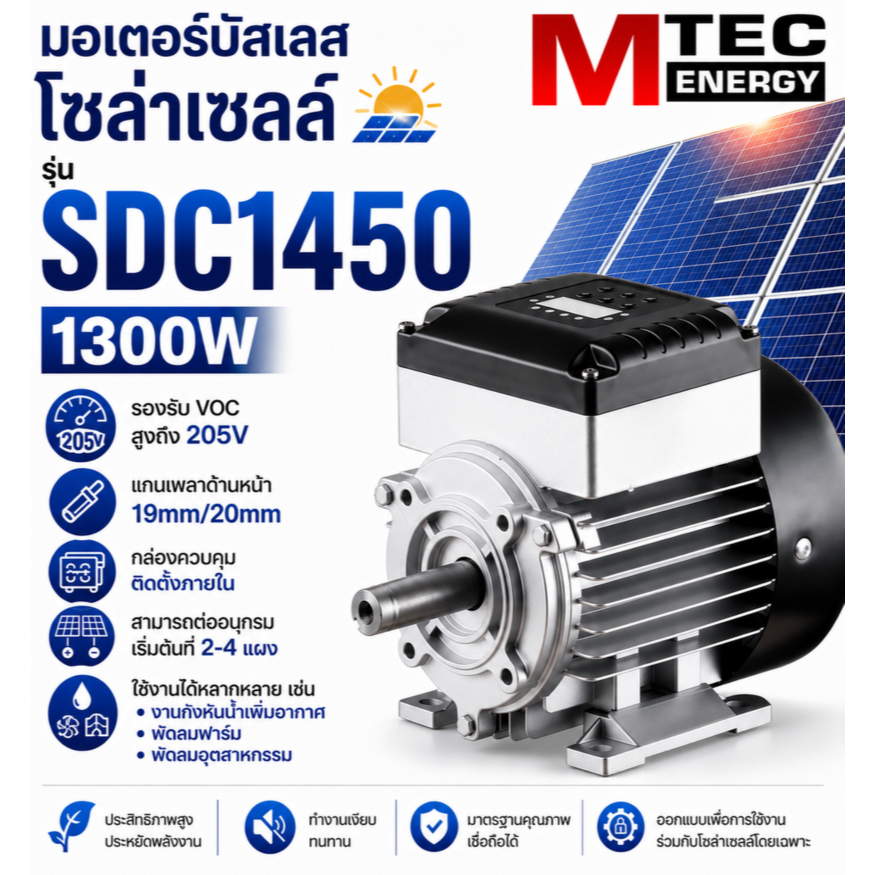 BLDC มอเตอร์บัสเลส  DC รุ่น SDC1450  1300W  ช่วงแรงดันที่เหมาะสม 110-165V รองรับ VOC ‼️สูงสุด 205V  ‼️