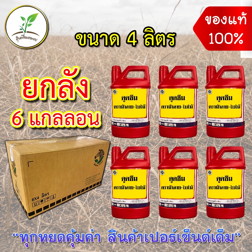 กำจัดวัชพืช ดูดซึม ตราม้าลายใบไม้ แกลลอนแดง (ยกลัง = 6 แกลลอน) ทุกหยดคุ้มค่า สินค้าเปอร์เซ็นต์เต็ม