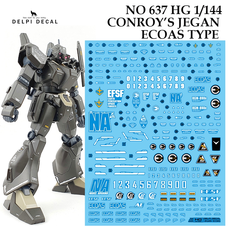 ดีคอลน้ำ [DELPI DECAL] 637 HG 1/144 RGM 89De CONROY'S JEGAN ECOAS TYPE WATER SLIDE DECAL