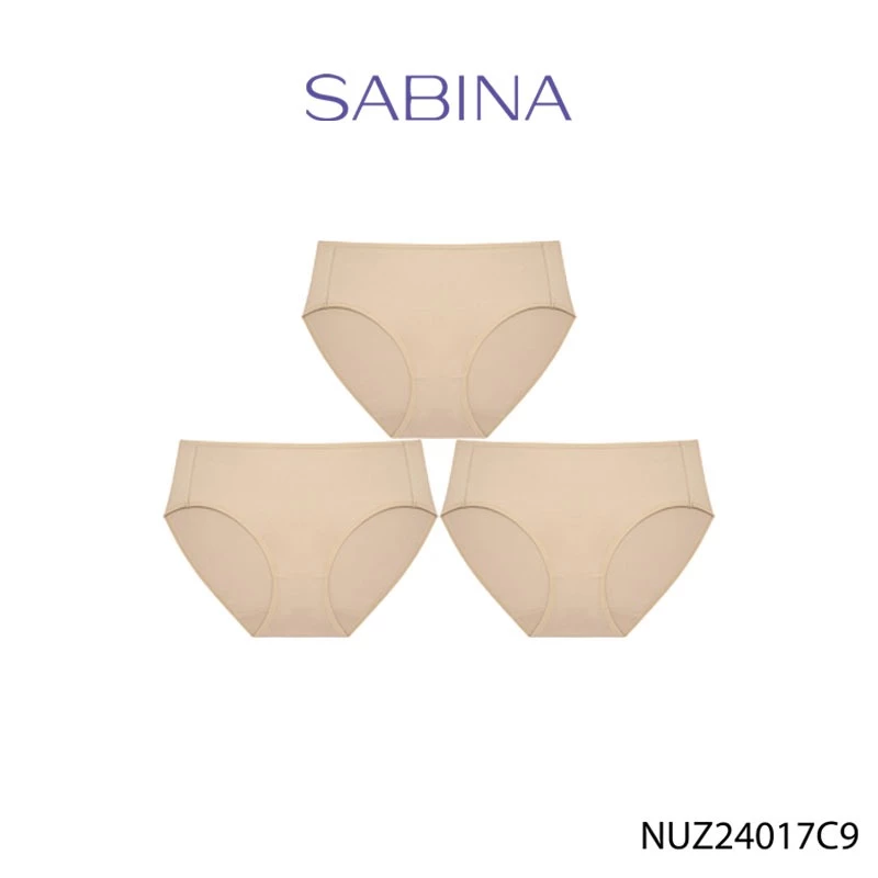 [Online Exclusive] (Set 3 ชิ้น) Sabina Microfiber Everyday Series กางเกงในทรงเอวสูงปานกลาง รหัส NUZ24017C9 - สีเนื้อเข้ม