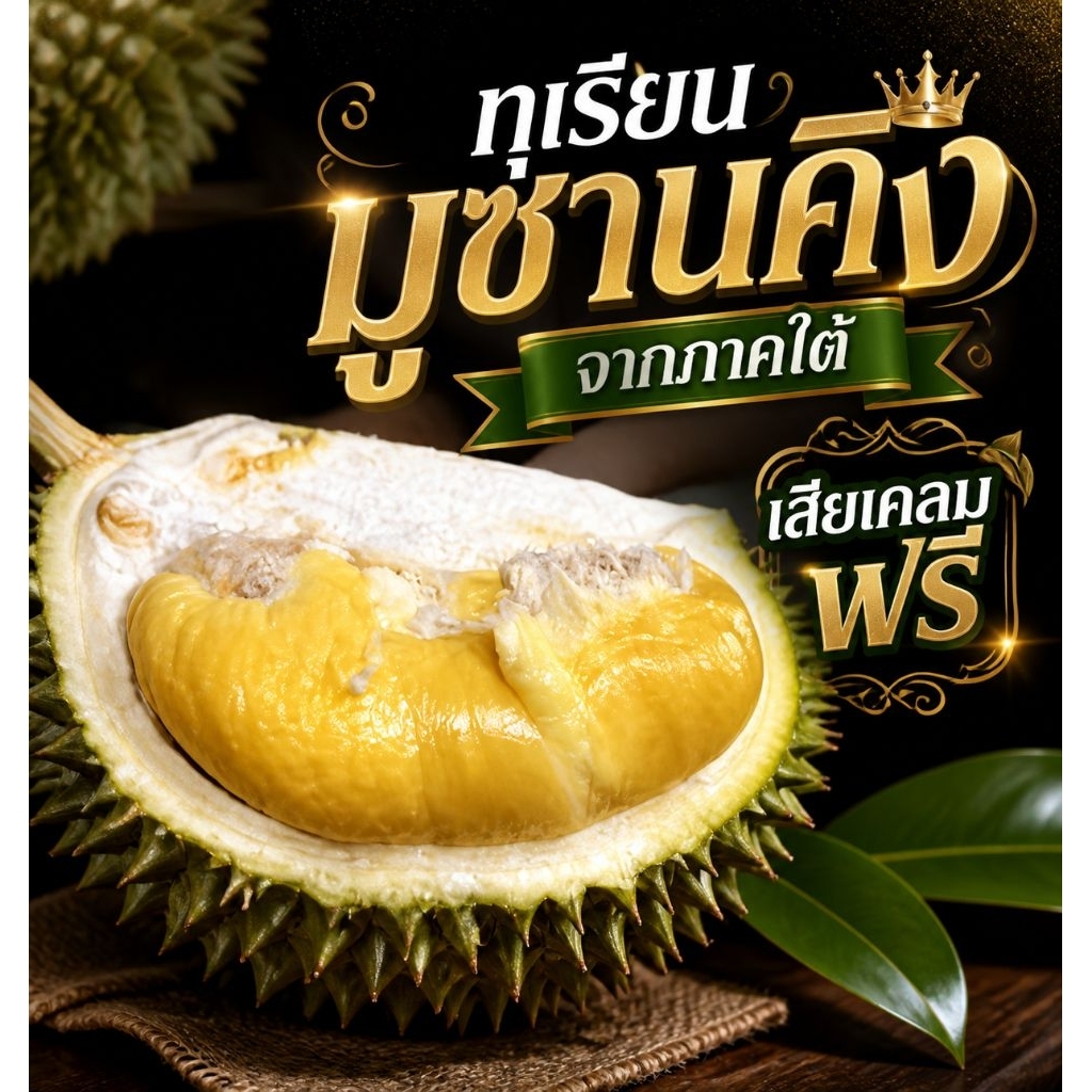 ผลราชาทุเรียน พันธุ์ มูซานคิง เกรดA เสียเคลมฟรี