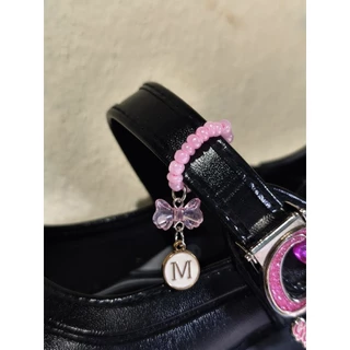 💍แหวนรองเท้า ห้อยโบว์และจี้อักษรสีขาวและครีม 💍จี้หัวใจอักษรทักแชทเท่านั้น