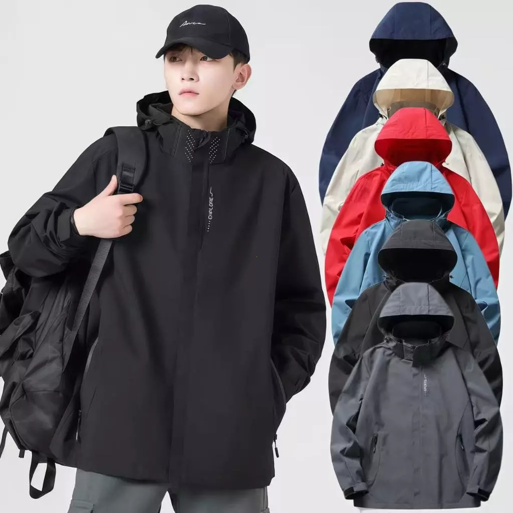 เสื้อแจ็คเก็ตผู้ชายกันลม กันลมและกันน้ํา ป้องกันรังสียูวี ถอดหมวกได้ ใส่ได้ทั้งผู้หญิงและผู้ชาย