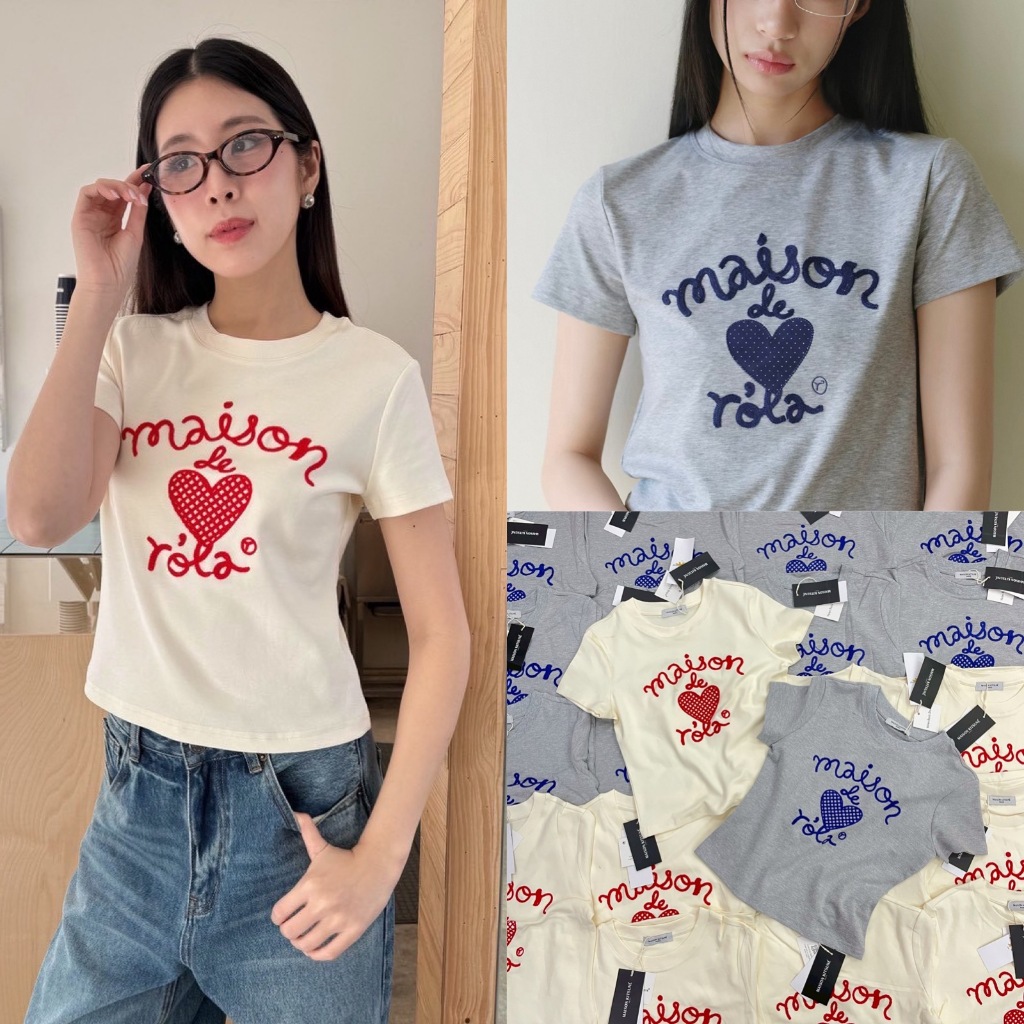 🍊 VL 5289 เสื้อยืดคอกลมแขนสั้นสุดคิ้วท์ ทรงเบบี้ทีคอลใหม่งานปัก