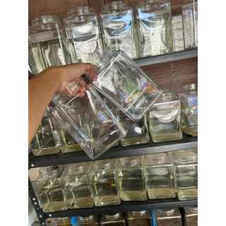 NAC.Shop โหลพลาสติกใส หน้าเรียบ บรรจุ 2 ใบ แถมฝา โหลปลากัด เหมาะสำหรับเลี้ยงปลากัด ไม่มีรอยต่อ