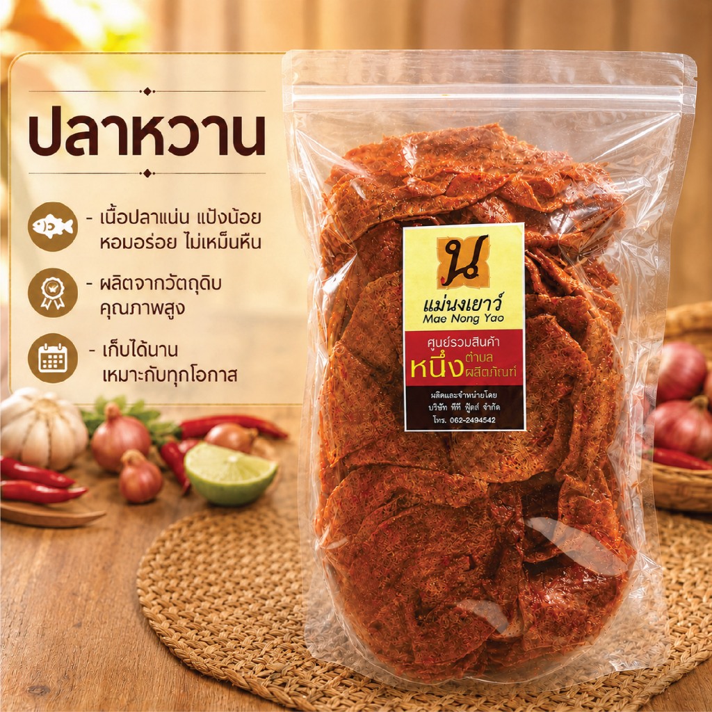 ปลาหวาน แม่นงเยาว์ 500กรัม เนื้อปลาแท้ ทานเพลิน