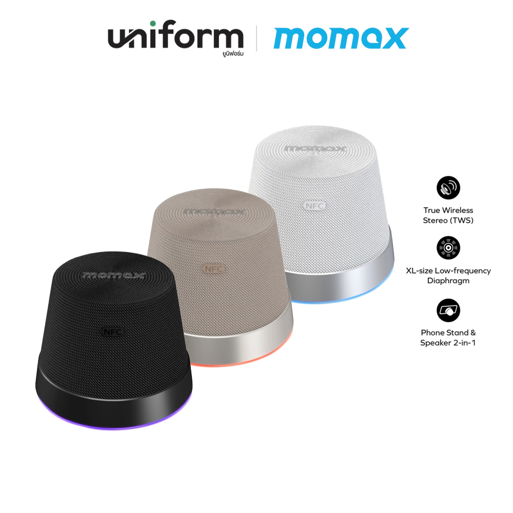 MOMAX ลำโพงบลูทูธ 1-VIBE Mood Magnetic Wireless Speaker ลำโพงพกพา ลำโพง Magnetic