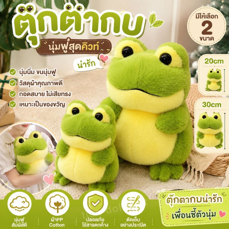 กบสีเขียวของเล่นตุ๊กตา, การ์ตูนอะนิเมะ PP ผ้าฝ้ายสัตว์ Fluffy รูปกบตุ๊กตา, เด็กมาพร้อมกับตุ๊กตานุ่มตลก 20/30 ซม.การ์ตูนก