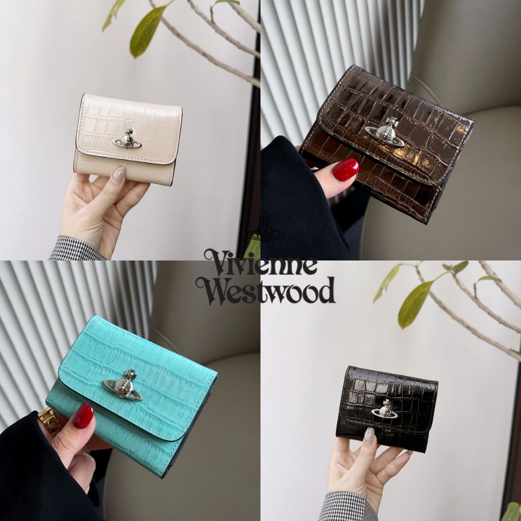 『SUSU.KR』🇰🇷 Vivienne Westwood กระเป๋าใส่บัตร ช่องใส่บัตรหลายช่อง หนังสิทธิบัตร กระเป๋าใส่เหรียญ