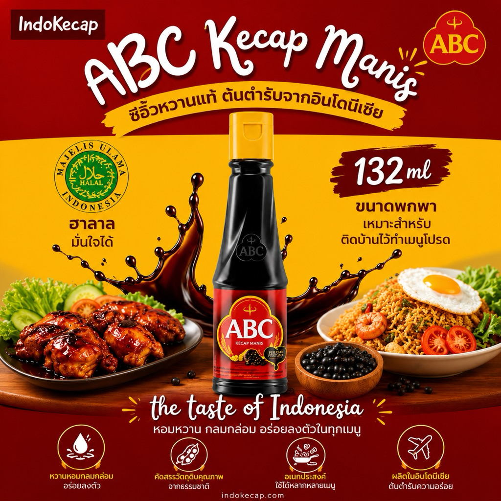 🔥มีสินค้าพร้อมส่ง🔥ABC Kecap Manis 132 ml. (ABC Sweet Soy Sauce) (ซีอิ๊วดำหวาน ตรา เอบีซี )(ซอสอินโด)🔥🔥🔥