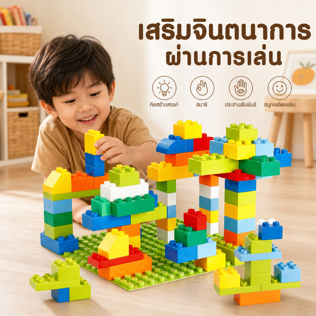 BM ถังบล็อกตัวต่อใหญ่ ต่อได้ร้อยแบบ เสริมIQ DIY สนุกสร้างสรรค์ ของเล่นเด็กต่อชิ้นส่วน เพิ่มจินตนาการ
